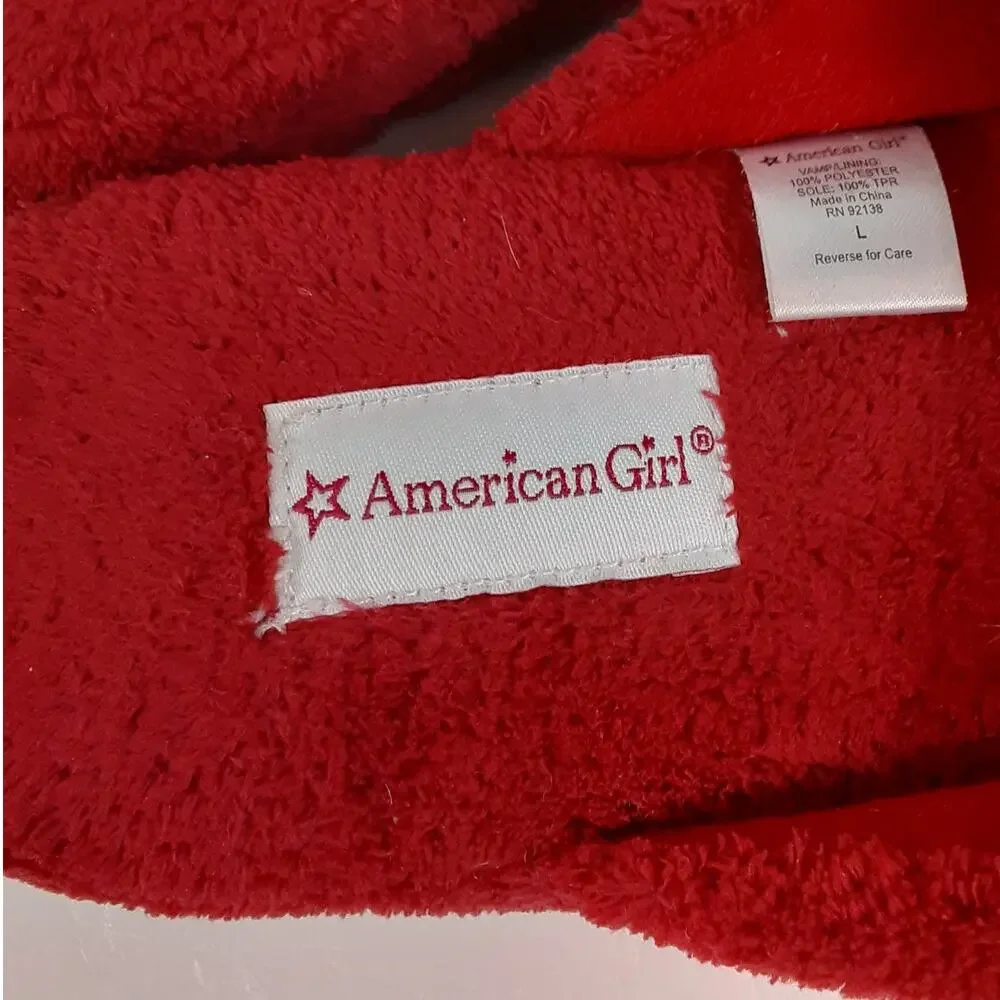 American Girl Coconut Puppy Dog Slippers Girls Large 6-7 Slip On Firm Outsoles